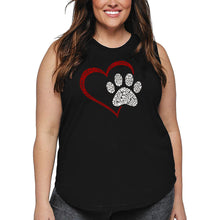 Load image into Gallery viewer, Paw Heart - Women&#39;s Plus Size Word Art Tank Top