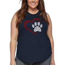 Load image into Gallery viewer, Paw Heart - Women&#39;s Plus Size Word Art Tank Top