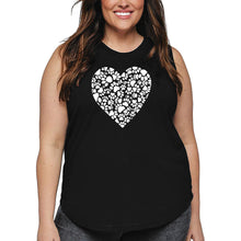Load image into Gallery viewer, Women&#39;s Plus Size Word Art Tank Top - Paw Prints Heart