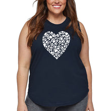 Load image into Gallery viewer, Women&#39;s Plus Size Word Art Tank Top - Paw Prints Heart
