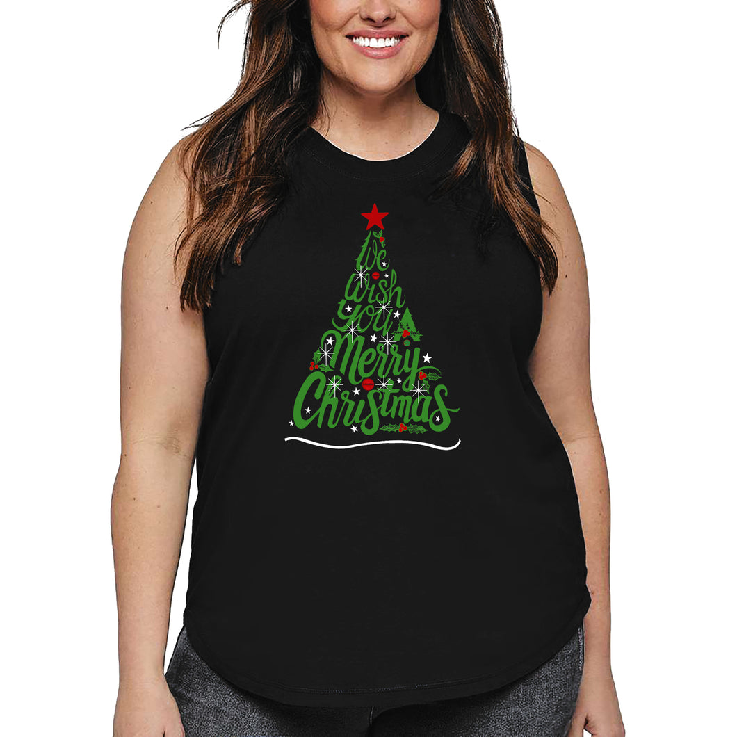 We Wish You A Merry Christmas - Women's Plus Size Word Art Tank Top