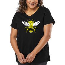 Load image into Gallery viewer, Women&#39;s Plus Size Word Art V-Neck - Bee Kind