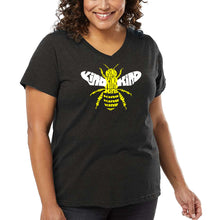 Load image into Gallery viewer, Women&#39;s Plus Size Word Art V-Neck - Bee Kind
