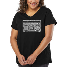 Load image into Gallery viewer, Women&#39;s Plus Size Word Art V-Neck - Greatest Rap Hits of The 1980&#39;s