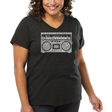 Load image into Gallery viewer, Women&#39;s Plus Size Word Art V-Neck - Greatest Rap Hits of The 1980&#39;s