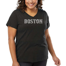 Load image into Gallery viewer, Women&#39;s Plus Size Word Art V-Neck - BOSTON NEIGHBORHOODS