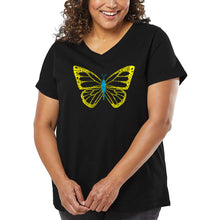 Load image into Gallery viewer, Women&#39;s Plus Size Word Art V-Neck - Butterfly