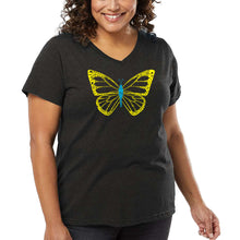 Load image into Gallery viewer, Women&#39;s Plus Size Word Art V-Neck - Butterfly