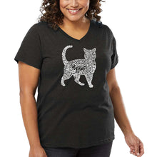 Load image into Gallery viewer, Women&#39;s Plus Size Word Art V-Neck - Cat