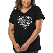 Load image into Gallery viewer, Women&#39;s Plus Size Word Art V-Neck - Heart Notes