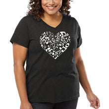 Load image into Gallery viewer, Women&#39;s Plus Size Word Art V-Neck - Heart Notes