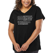 Load image into Gallery viewer, Women&#39;s Plus Size Word Art V-Neck - Glory Hallelujah Flag