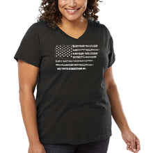 Load image into Gallery viewer, Women&#39;s Plus Size Word Art V-Neck - Glory Hallelujah Flag