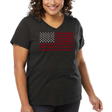 Load image into Gallery viewer, Women&#39;s Plus Size Word Art V-Neck - God Bless America
