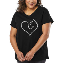 Load image into Gallery viewer, Cat Heart - Women&#39;s Plus Size Word Art V-Neck