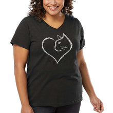 Load image into Gallery viewer, Cat Heart - Women&#39;s Plus Size Word Art V-Neck