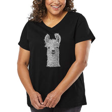 Load image into Gallery viewer, Women&#39;s Plus Size Word Art V-Neck - Llama