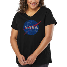 Load image into Gallery viewer, Women&#39;s Plus Size Word Art V-Neck - NASA&#39;s Most Notable Missions
