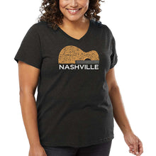 Load image into Gallery viewer, Nashville Guitar - Women&#39;s Plus Size Word Art V-Neck