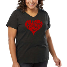 Load image into Gallery viewer, Women&#39;s Plus Size Word Art V-Neck - All You Need Is Love