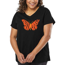 Load image into Gallery viewer, Butterfly - Women's Plus Size Word Art V-Neck