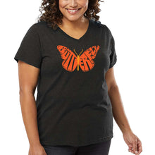 Load image into Gallery viewer, Butterfly - Women's Plus Size Word Art V-Neck