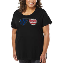 Load image into Gallery viewer, Americana Sunglasses - Women's Plus Size Word Art T-Shirt