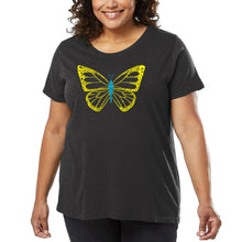 Load image into Gallery viewer, Women&#39;s Plus Size Word Art T-shirt - Butterfly