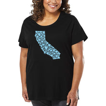 Load image into Gallery viewer, Women&#39;s Plus Size Word Art T-shirt - California Hearts