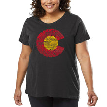 Load image into Gallery viewer, Women's Plus Size Word Art T-shirt - Colorado
