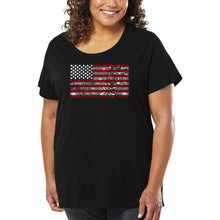 Load image into Gallery viewer, Women&#39;s Plus Size Word Art T-shirt - Fireworks American Flag