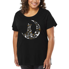 Load image into Gallery viewer, Cat Sitting On Moon - Women's Plus Size Word Art T-Shirt