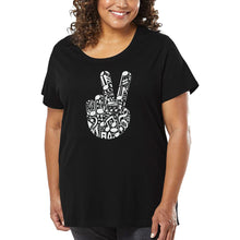 Load image into Gallery viewer, Peace Finger Notes - Women's Plus Size Word Art T-Shirt