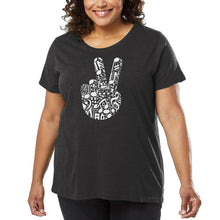 Load image into Gallery viewer, Peace Finger Notes - Women's Plus Size Word Art T-Shirt