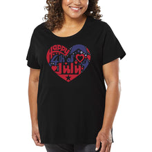 Load image into Gallery viewer, Women&#39;s Plus Size Word Art T-shirt - July 4th Heart
