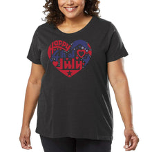 Load image into Gallery viewer, Women&#39;s Plus Size Word Art T-shirt - July 4th Heart