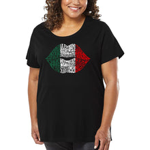 Load image into Gallery viewer, Women&#39;s Plus Size Word Art T-shirt - Latina Lips