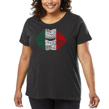 Load image into Gallery viewer, Women&#39;s Plus Size Word Art T-shirt - Latina Lips