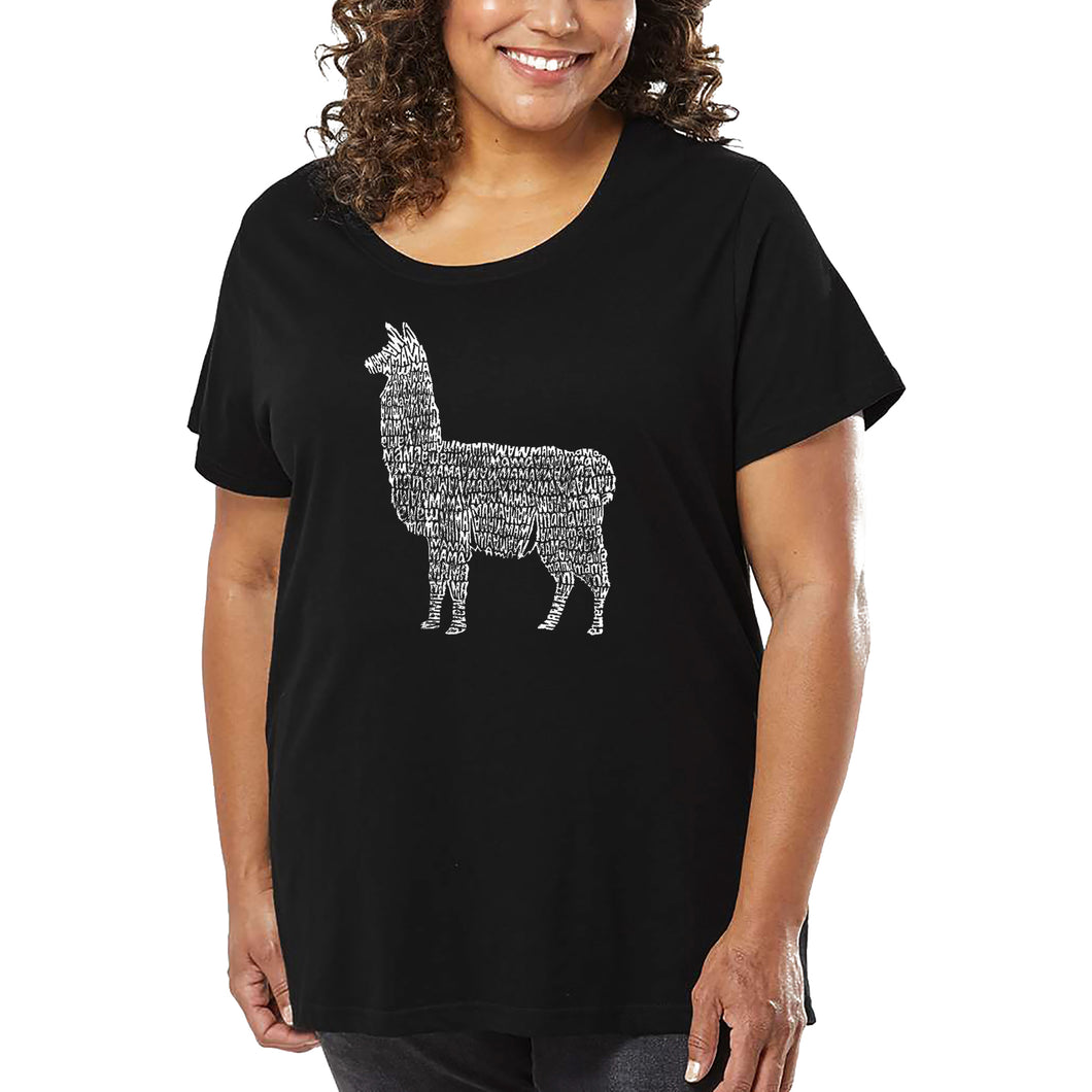 Women's Plus Size Word Art T-shirt - Llama Mama