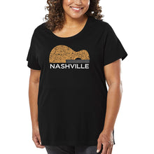 Load image into Gallery viewer, Nashville Guitar - Women&#39;s Plus Size Word Art T-Shirt