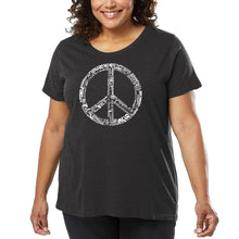 Load image into Gallery viewer, Women&#39;s Plus Size Word Art T-shirt - THE WORD PEACE IN 77 LANGUAGES