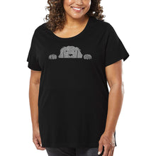 Load image into Gallery viewer, Women&#39;s Plus Size Word Art T-shirt - Peeking Dog