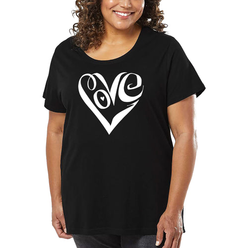 Script Heart - Women's Plus Size Word Art T-Shirt