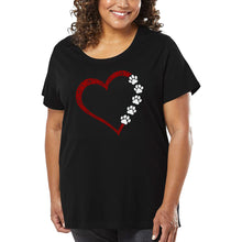 Load image into Gallery viewer, Meow Heart - Women&#39;s Plus Size Word Art T-Shirt