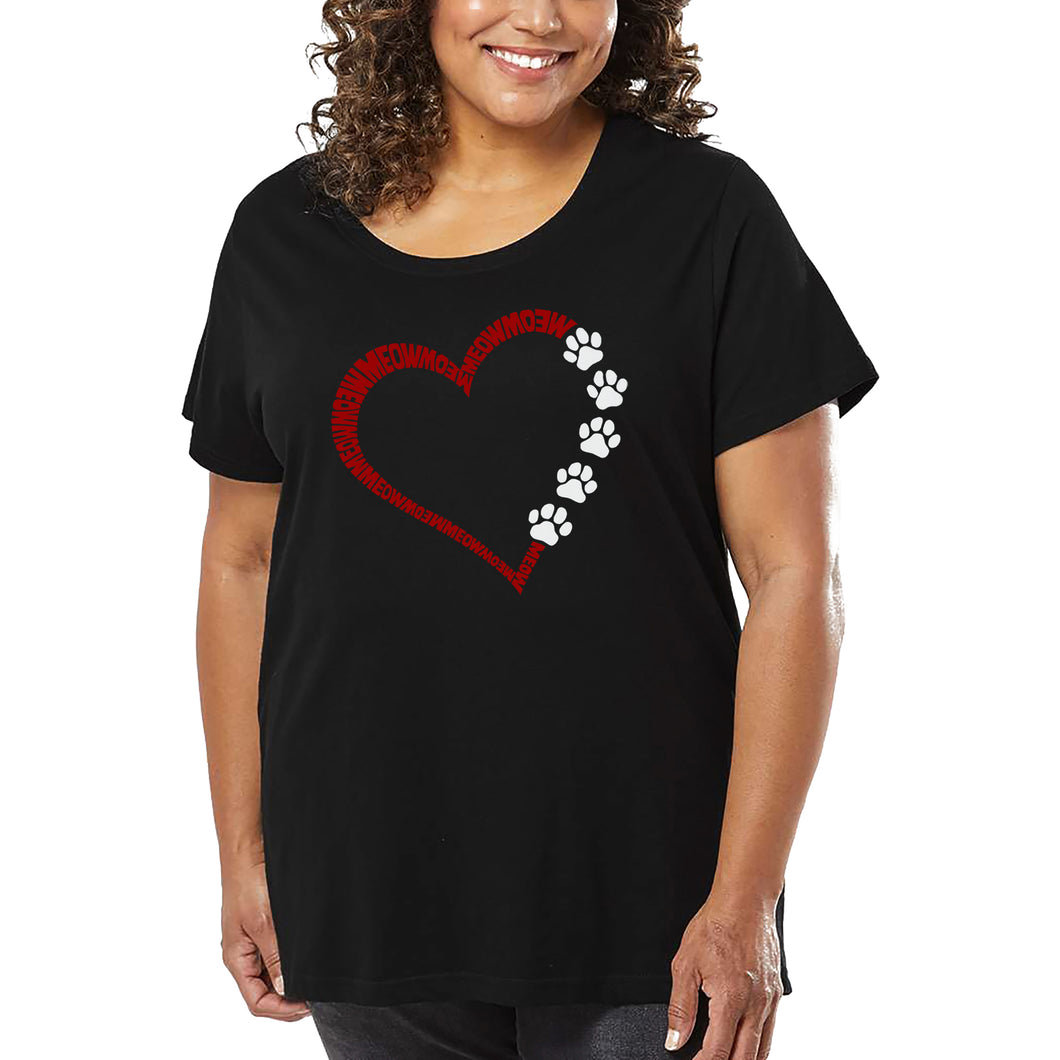 Meow Heart - Women's Plus Size Word Art T-Shirt