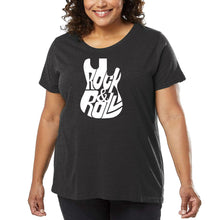 Load image into Gallery viewer, Rock And Roll Guitar - Women&#39;s Plus Size Word Art T-Shirt