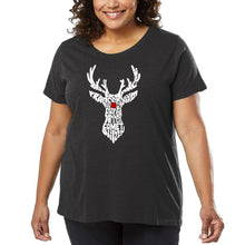Load image into Gallery viewer, Women&#39;s Plus Size Word Art T-shirt - Santa&#39;s Reindeer
