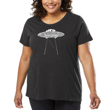 Load image into Gallery viewer, Women&#39;s Plus Size Word Art T-shirt - Flying Saucer UFO