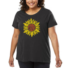 Load image into Gallery viewer, Women&#39;s Plus Size Word Art T-shirt - Sunflower