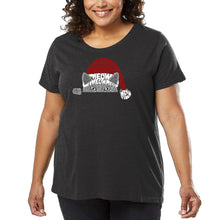 Load image into Gallery viewer, Christmas Peeking Cat - Women&#39;s Plus Size Word Art T-Shirt